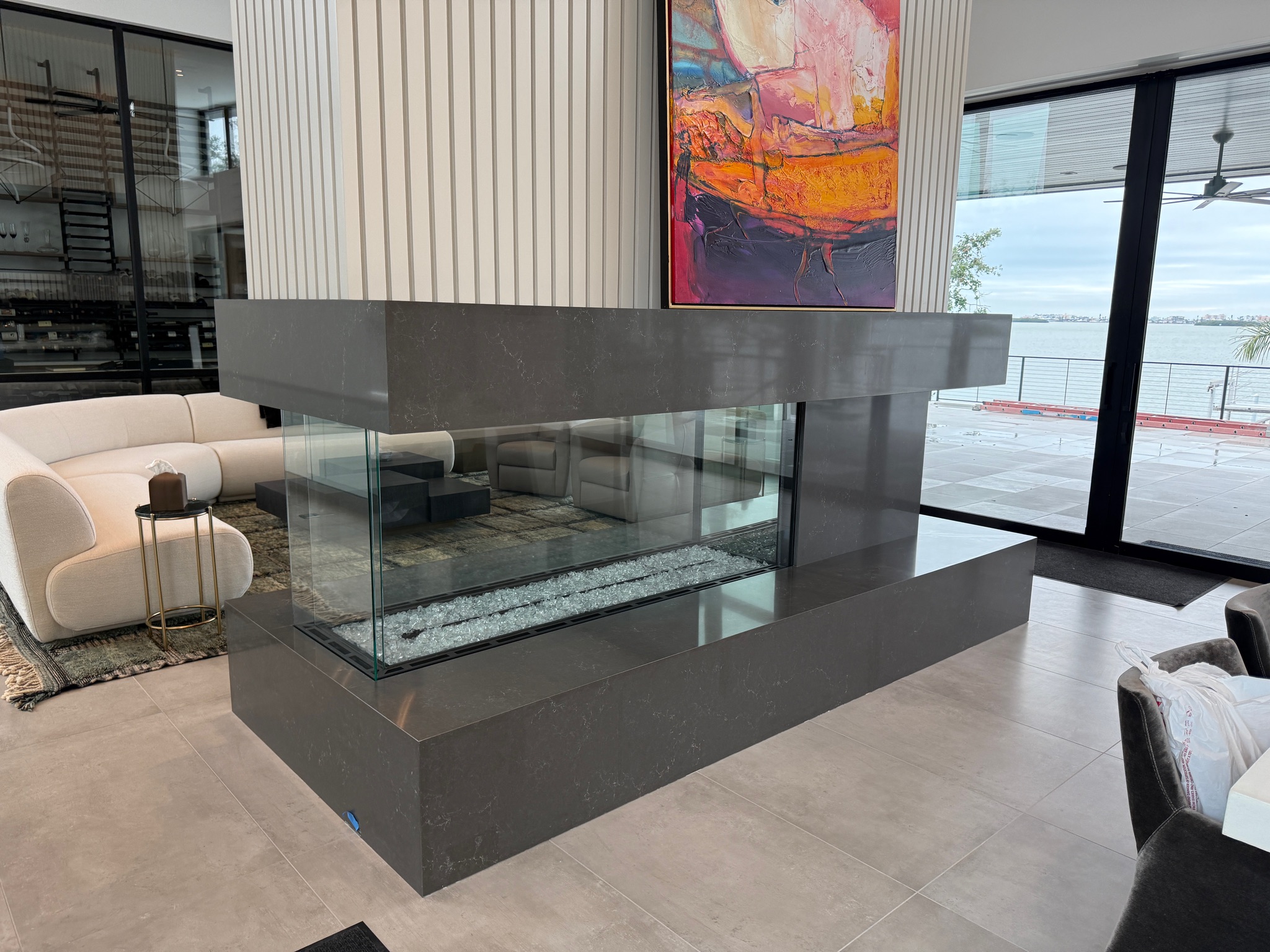 Office reception desk quartz countertop Tampa